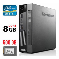 Неттоп Lenovo ThinkCentre M93p Tiny USFF / Core i5-4570T (2(4) ядра по 2.9-3.6 GHz) / 8GB DDR3 / 500GB SSD / HD Graphics 4600 / DVD-RW / Блок питания б/в