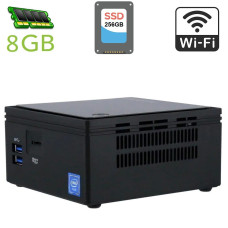 Неттоп Gigabyte Brix (GB-BACE-3160) USFF / Intel Celeron J3160 (4 ядра по 1.6 - 2.24 GHz) / 8 GB DDR3 / 256 GB SSD / Intel HD Graphics 400 / HDMI / Wi-Fi / Блок живлення в комплекті б/в