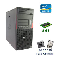 Комп'ютер Fujitsu Esprimo P420 E85+ Tower / Intel Core i5-4430 (4 ядра по 3.0 - 3.2 GHz) / 8 GB DDR3 / 120 GB SSD+250 GB HDD б/в