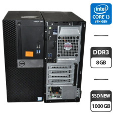 Комп'ютер Dell OptiPlex 3040 Tower / Intel Core i3-6100 (2 (4) ядра по 3.7 GHz) / 8 GB DDR3 / 1000 GB SSD NEW / Intel HD Graphics 530 / HDMI / Windows 10 Pro б/в
