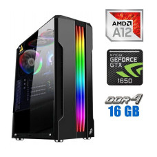 Ігровий ПК Tower / AMD A12-9800E (4 ядра по 3.1 - 3.8 GHz) / 16 GB DDR4 / 240 GB SSD / nVidia GeForce GTX 1650, 4 GB GDDR5, 128-bit / 500W