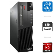 Комп'ютер Lenovo ThinkCentre M83 SFF / Intel Core i5-4430 (4 ядра по 3.0 - 3.2 GHz) / 8 GB DDR3 / 240 GB SSD / AMD Radeon HD 5450, 1 GB GDDR3, 64-bit / DVD-ROM / VGA б/в