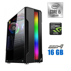 Ігровий ПК Tower NEW / Intel Core i5-10400F (6 (12) ядер по 2.9 - 4.3 GHz) NEW / 16 GB DDR4 NEW / 240 GB SSD NEW + 500 GB HDD / nVidia GeForce GTX 1070, 8 GB GDDR5, 256-bit / 500W NEW б/в