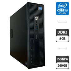 Комп'ютер HP EliteDesk 800 G1 SFF / Intel Core i5-4570 (4 ядра по 3.2 - 3.6 GHz) / 8 GB DDR3 / 240 GB SSD NEW / Intel HD Graphics 4600 / DVD-ROM / DisplayPort б/в