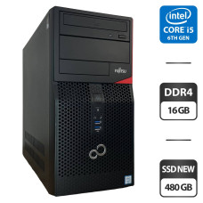 Комп'ютер Fujitsu Esprimo P556 E85+ Tower / Intel Core i5-6400 (4 ядра по 2.7 - 3.3 GHz) / 16 GB DDR4 / 480 GB SSD NEW / Intel HD Graphics 530 / DVD-ROM / DVI б/в