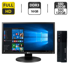 Комплект ПК: Gigabyte SFF / Intel Core i3-4150 (2(4) ядра по 3.5GHz) / 16GB DDR3 / 240GB SSD / HD Graphics 4400 + Монітор 24" IPS / VGA + Клавіатура, мишка, кабелі б/в