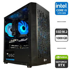 Ігровий ПК Qube Block Black Tower / Intel Core i5-12400F (6 (12) ядер по 2.6 - 4.4 GHz) / 16 GB DDR4 / 1000 GB SSD M.2 / nVidia GeForce RTX 4060, 8 GB GDDR6, 128-bit / 650W NEW / HDMI