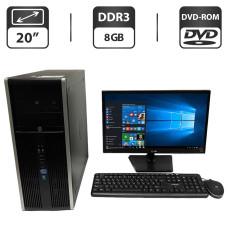 Комплект ПК: HP Compaq 8300 Elite Convertible Tower / Intel Core i5-3470 (4 ядра по 3.2 - 3.6 GHz) / 8 GB DDR3 / 500 GB HDD (2x 250 GB) / Intel Graphics + Монітор 20" (1366x768) TN / VGA, DVI б/в