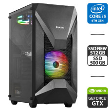 Ігровий ПК: Gamdias Athena E1 Elite Tower NEW / Intel Core i5-6500 (4 ядра по 3.2-3.6 GHz) / 16GB DDR4 / 512GB SSD NEW + 500GB SSD / GeForce GTX 1080 Ti, 11GB GDDR5X, 352-bit / 500W NEW + Безпроводна мишка, кабелі підключення б/в