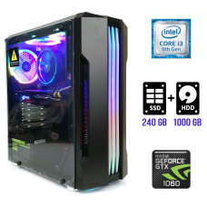 Ігровий ПК Adias 10 Tower / Intel Core i3-9100F (4 ядра по 3.6-4.2GHz) / 16GB DDR4 / 240GB SSD + 1000GB HDD / GeForce GTX 1060, 6GB GDDR5, 192-bit / 500W / DVI / HDMI / DisplayPort б/в