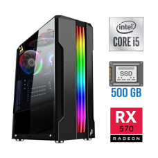Ігровий ПК Tower Intel Core i5-10400F (6(12) ядер по 2.9-4.3 GHz) NEW / 16GB DDR4 NEW / 500GB SSD NEW / Radeon RX 570, 4GB GDDR5, 256-bit б/в