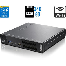 Неттоп Lenovo ThinkCentre M93 Tiny USFF / Core i3-4130T (2(4) ядра по 2.9GHz) / 8GB DDR3 / 240GB SSD / HD Graphics 4400 / DisplayPort / Wi-Fi б/в