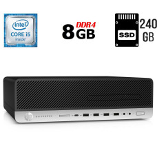 Комп'ютер HP EliteDesk 800 G3 SFF / Intel Core i5-6500 (4 ядра по 3.2 - 3.6 GHz) / 8 GB DDR4 / 240 GB SSD / Intel HD Graphics 530 / 180W / DVD-ROM / USB 3.1 / DisplayPort б/в