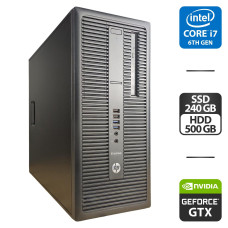 Комп'ютер HP EliteDesk 800 G2 Tower / Intel Core i7-6700 (4 (8) ядра по 3.4 - 4.0 GHz) / 16 GB DDR4 / 240 GB SSD + 500 GB HDD / nVidia GeForce GTX 750, 1 GB GDDR DVD-ROM/HDMI б/в