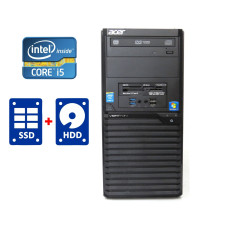 ПК Acer Veriton M2632G Tower / Intel Core i5-4430 (4 ядра по 3.0 - 3.2 GHz) / 8 GB DDR3 / 128 GB SSD + 1000 GB HDD / Intel HD Graphics 4600 / DVD-RW / Win 7 б/в