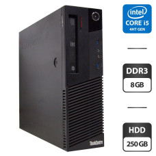 Комп'ютер Lenovo ThinkCentre M83 SFF / Intel Core i5-4670s (4 ядра по 3.1 - 3.8 GHz) / 8 GB DDR3 / 250 GB HDD / Intel HD Graphics 4600 / DVD-ROM б/в