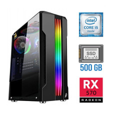 Ігровий ПК Tower / Intel Core i5-6400 (4 ядра по 2.7 - 3.3 GHz) / 8 GB DDR4 / 500 GB SSD NEW / AMD Radeon RX 570, 4 GB GDDR5, 256-bit б/в