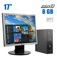 Комплект ПК: Fujitsu Esprimo E700 SFF / Core i3-2100 (2(4) ядра по 3.1 GHz) / 8GB DDR3 / 240GB SSD / HD Graphics 2000 + Монітор 17" TN / VGA + Клавіатура і миш б/в