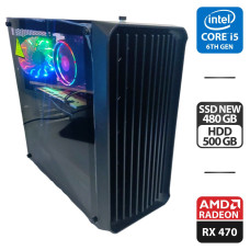 Ігровий ПК Vinga Creep Tower NEW / Intel Core i5-6500 (4 ядра 3,2 - 3,6 ГГц) / 16 ГБ DDR3 / 480 ГБ SSD NEW + 500 ГБ HDD / AMD Radeon RX 470, 8 ГБ GDDR5, 256-біт / 450 Вт NEW б/в