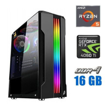 Ігровий ПК Tower / AMD Ryzen 5 3600 (6 (12) ядер по 3.6 - 4.2 GHz) / 16 GB DDR4 / 480 GB SSD / nVidia GeForce RTX 4060 Ti, 8 GB GDDR6, 128-bit / 600W