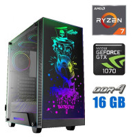 Ігровий ПК Tower NEW / AMD Ryzen 7 1800X (8 (16) ядер по 3.6 - 4.0 GHz) / 16 GB DDR4 NEW / 512 GB SSD NEW / nVidia GeForce GTX 1070, 8 GB GDDR5, 256-bit / 600W NEW б/в