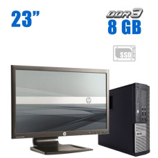 Комплект ПК: Dell Optiplex 7010 SFF / Intel Core i3-3220 (2 (4) ядра по 3.3 GHz) / 8 GB DDR3 / 240 GB SSD / Intel HD Graphics 2500 / DVD-ROM + Монітор HP Compaq LA2306x / 23" (1920x1080) TN / DVI, VGA, DP б/в