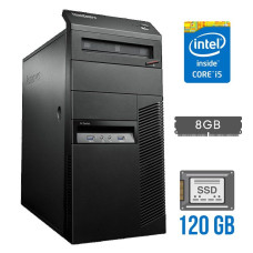 Комп'ютер Lenovo ThinkCentre M93p Tower / Core i5-4590 (4 ядра по 3.3-3.7GHz) / 8GB DDR3 / 120GB SSD / HD Graphics 4600 / 280W / DVD-RW / DisplayPort б/в