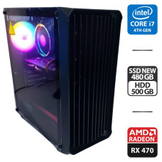 Ігровий ПК Vinga Creep Tower / Intel Core i7-4770 (4 (8) ядра по 3.4 - 3.9 GHz) / 16 GB DDR3 / 480 GB SSD NEW + 500 GB HDD / AMD Radeon RX 470, 4 GB GDDR5, 256-bit / 500W NEW б/в
