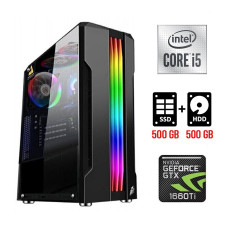 Ігровий ПК Tower / Intel Core i5-10400F (6 (12) ядер по 2.9 - 4.3 GHz) NEW / 16 GB DDR4 NEW / 500 GB SSD NEW + 500 GB HDD / nVidia GeForce GTX 1660 Ti, 6 GB GDDR6, 192-bit б/в