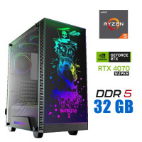 Ігровий ПК Tower / AMD Ryzen 5 7500F (6 (12) ядер по 3.7 - 5.0 GHz) / 32 GB DDR5 / 1000 GB SSD M.2 / nVidia GeForce RTX 4070 SUPER, 12 GB GDDR6X, 192-bit / 750W