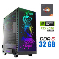 Ігровий ПК Tower / AMD Ryzen 5 7500F (6 (12) ядер по 3.7 - 5.0 GHz) / 32 GB DDR5 / 1000 GB SSD M.2 / nVidia GeForce RTX 4070 SUPER, 12 GB GDDR6X, 192-bit / 750W