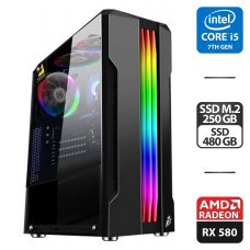 Ігровий ПК 1stPlayer RainBow R3-A Tower NEW Intel Core i5-7500 (4 ядра по 3.4-3.8GHz) / 16GB DDR4 / 250GB SSD M.2 + 480GB SSD NEW / AMD Radeon RX 580, 4GB GDDR5, 256bit NEW / 500W б/в