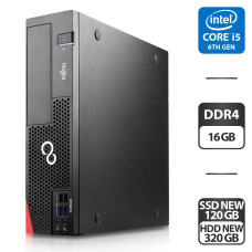 Комп'ютер Б-клас Fujitsu Esprimo D556 E85+ SFF / Intel Core i5-6400 (4 ядра по 2.7 - 3.3 GHz) / 16 GB DDR4 / 120 GB SSD NEW + 320 GB HDD NEW / Intel HD Graphics 530 / 28 б/в