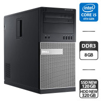 Комп'ютер Dell OptiPlex 9020 Tower / Intel Core i5-4570 (4 ядра по 3.2 - 3.6 GHz) / 8 GB DDR3 / 120 GB SSD NEW + 320 GB HDD NEW / Intel HD Graphics 4600 / VGA б/в