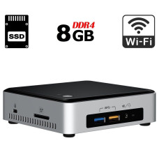 Неттоп Б-клас Intel NUC NUC6I3SYB USFF / Intel Core i3-6100U (2 (4) ядра по 2.3 GHz) / 8 GB DDR4 / 250 GB SSD / Intel HD Graphics 520 / HDMI / miniDP / Wi-Fi / Блок живлення в комплекті б/в