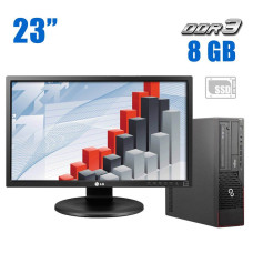 Комплект ПК: Fujitsu Esprimo E700 SFF / Intel Core i3-2100 (2(4) ядра по 3.1GHz) / 8GB DDR3 / 240GB SSD / Radeon HD 8490, 1 GB GDDR3, 64-bit + Монітор 23" IPS / VGA, DVI + Клавіатура і миш б/в