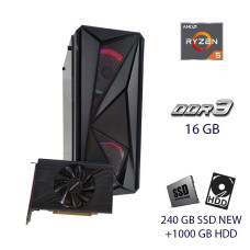 Ігровий ПК First Player ATX Tower NEW / AMD Ryzen 5 3600 (6 (12) ядер 3,6 - 4,2 ГГц) / 16 ГБ DDR3 / 240 ГБ SSD NEW+1000 ГБ HDD / AMD Radeon RX 570, 4 ГБ GDDR5, 256-біт / 600 Вт NEW б/в
