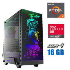 Ігровий ПК Tower NEW / AMD Ryzen 7 1800X (8 (16) ядер по 3.6 - 4.0 GHz) / 16 GB DDR4 NEW / 512 GB SSD NEW / AMD Radeon RX 6500 XT, 4 GB GDDR6, 64-bit NEW / 600W NEW б/в