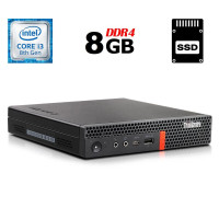 Неттоп Lenovo ThinkCentre M720q Tiny USFF / Intel Core i3-8100T (4 ядра по 3.1 GHz) / 8 GB DDR4 / 240 GB SSD / Intel UHD Graphics 630 / USB 3.1 / Блок живлення в комплекті б/в