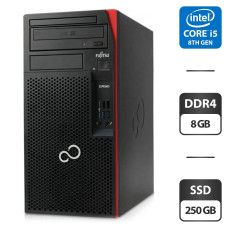Комп'ютер Б-клас Fujitsu Esprimo P558 E85+ Tower / Intel Core i5-8400 (6 ядер по 2.8-4 GHz) / 8 GB DDR4 / 250 GB SSD / Intel UHD Graphics 630 / DVD-ROM / DVI б/в