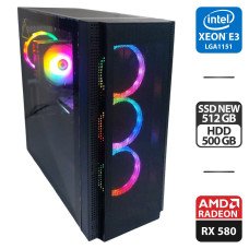 Ігровий ПК Vinga Tomcat Tower NEW / Intel Xeon E3-1270 v5 (аналог Intel Core i7-7770) (4 (8) ядра по 3.6 - 4.0 GHz) / 16 GB DDR4 / 512 GB SSD NEW + 500 GB HDD / AMD Radeon RX 580, 8 GB GDDR5, 256-bit / 1350W NEW б/в