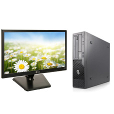 Комплект ПК: Fujitsu Esprimo E500 E85+ SFF / Intel Core i3-2120 (2 (4) ядра по 3.3 GHz) / 8 GB DDR3 / 320 GB HDD / Intel HD Graphics 2000 / DVD-ROM + Монітор Б-клас 19" (1366x768) TN / VGA / VESA 75x75 б/в