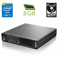 Неттоп Lenovo ThinkCentre M93 Tiny USFF / Intel Core i5-4570 (4 ядра по 3.2 - 3.6 GHz) / 8 GB DDR3 / 500 GB HDD / Intel HD Graphics 4600 / DisplayPort б/в
