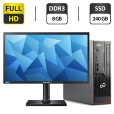 Комплект ПК: Fujitsu Esprimo C710 SFF / Core i7-3770 (4(8) ядра по 3.4-3.9GHz) / 8GB DDR3 / 240GB SSD / HD Graphics 4000+Монитор 23.6" PLS б/в