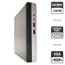 Неттоп HP ProDesk 400 G3 Mini PC USFF / Intel Pentium G4400T (2 ядра по 2.9 GHz) / 4 GB DDR4 / 128 GB SSD NEW / Intel HD Graphics 510 / VGA б/в