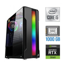 Ігровий ПК Tower Intel Core i5-10400F (6(12) ядер по 2.9-4.3 GHz) / 16GB DDR4 / 1000GB SSD / GeForce RTX 3060, 12GB GDDR6, 192-bit