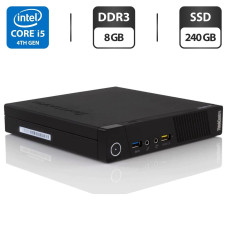 Неттоп Lenovo ThinkCentre M93p Tiny USFF / Core i5-4590T (4 ядра по 2-3 GHz) / 8GB DDR3 / 240GB SSD / HD Graphics 4600 / DisplayPort / Блок живлення в комплекті + Wi-Fi б/в