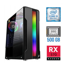 Ігровий ПК Tower / Intel Core i5-8500 (6 ядер по 3-4.1 GHz) / 16 GB DDR4 / 500 GB SSD NEW / AMD Radeon RX 570, 4 GB GDDR5, 256-bit б/в