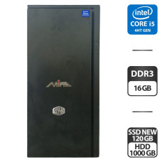 Комп'ютер Intel Core i5-4670K (4 ядер по 3.4-3.8 GHz) / 16GB DDR3 / 120GB SSD NEW + 1000GB HDD / HD Graphics 4600 / DVD-ROM б/в