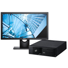 Комплект ПК: Fujitsu Esprimo E500 E85+ SFF / Intel Core i5-2400 (4 ядра по 3.1 - 3.4 GHz) / 8 GB DDR3 / 120 GB SSD NEW / Intel HD Graphics 2000 / DVD-ROM + Монітор Dell E2016HV / 20" (1600x900) TN / 1x VGA / VESA 100x100 б/в